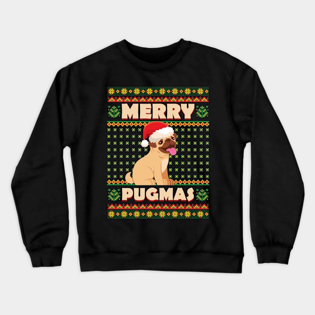 Christmas Pug Merry Xmas Dog Life Crewneck Sweatshirt by aneisha